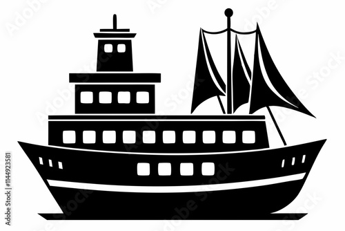 ship line art silhouette vector illustration