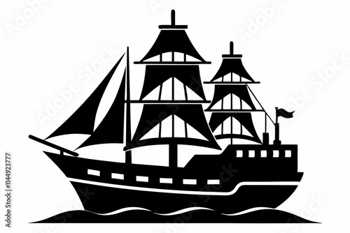 ship line art silhouette vector illustration