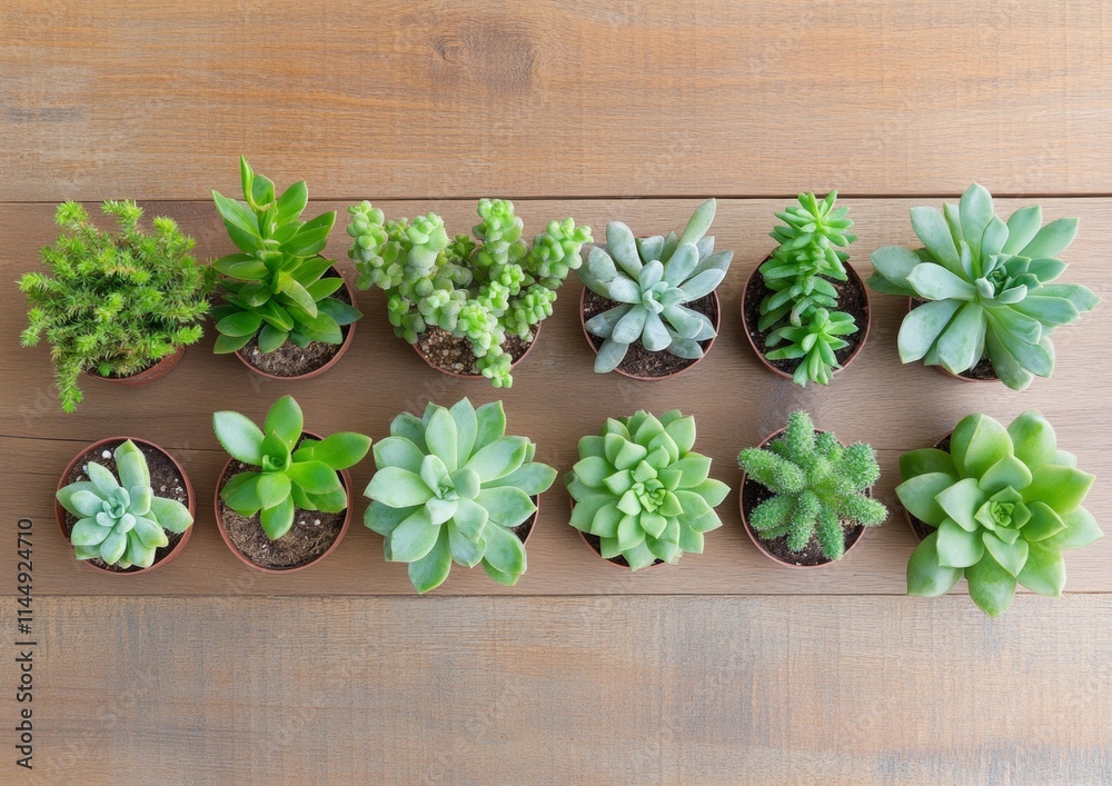 Natural Light Botanical Display Succulents in Wooden Table Arrangement Natural Light Botanical Display Succulents in Wooden Table Arrangement