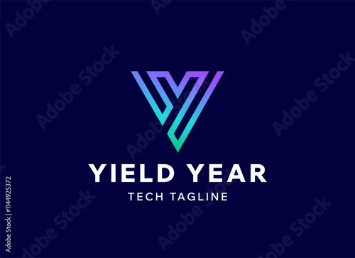 Letter Y Monogram Techno Logo Template. Abstract Vector Digital Sign Corporate Emblem. Colorful Line Gradient Geometry Labyrinth with Modern Typography. Isolated