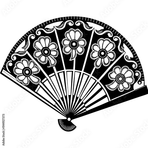 a hand fan isolated on a white background 