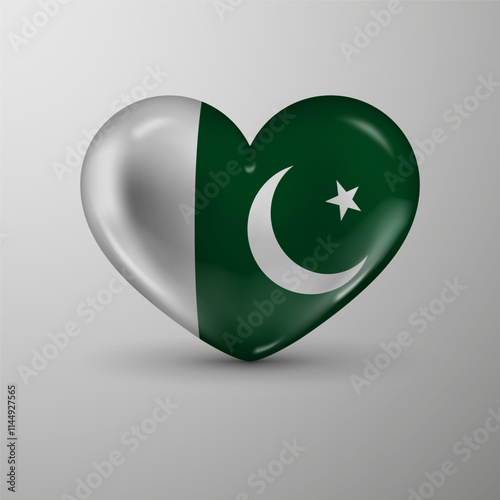 3d heart background with flag of Pakistan. An element of impact for the use you want to make of it.