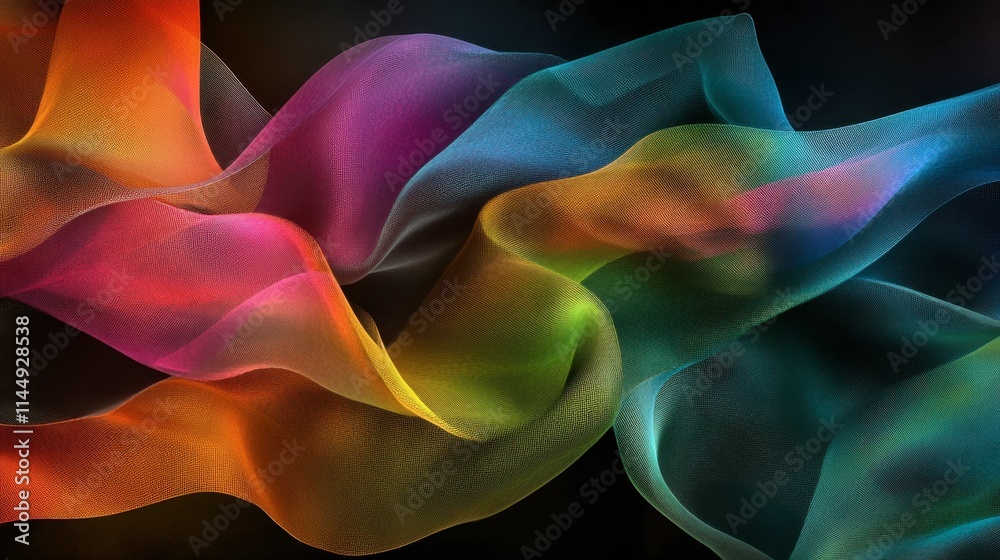 Colorful Abstract Waves of Light in Motion against Dark Background Colorful Abstract Waves of Light in Motion against Dark Background