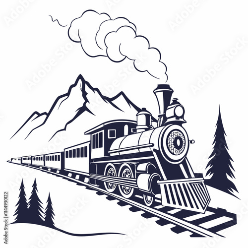 steam engine locomotive illustration on a white background 