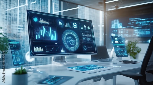 Wallpaper Mural Ai Computer Vision analyzes data-crunching digital dashboard in modern office Torontodigital.ca