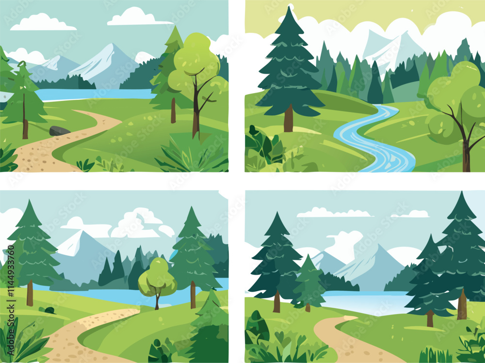 Obraz premium landscape with trees and mountains