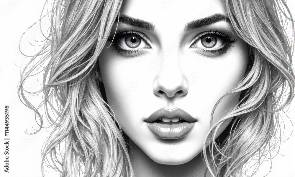 Fototapeta premium A black and white photo of a woman's face