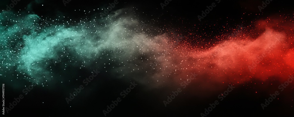 Abstract background grainy green red glowing color shape, black backdrop noisy texture dark banner poster design, Generative AI Abstract background grainy green red glowing color shape, black backdrop noisy texture dark banner poster design, Generative AI