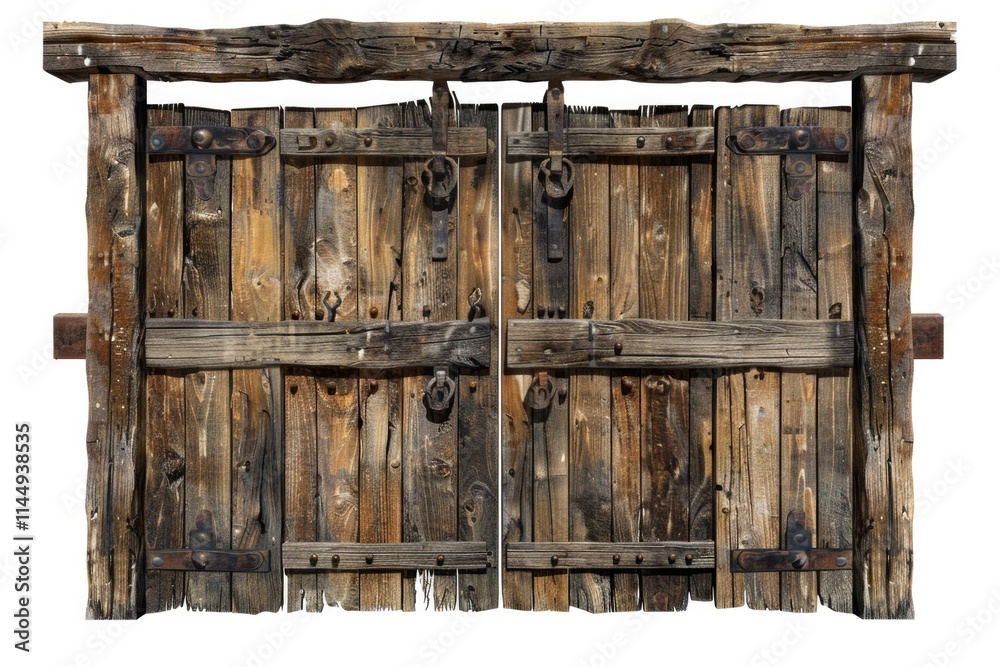Old Wooden Saloon Doors Isolated with Western Town Theme Old Wooden Saloon Doors Isolated with Western Town Theme