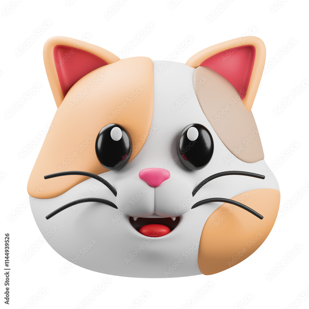 Cat Head Emoji 3D Illustration Cat Head Emoji 3D Illustration