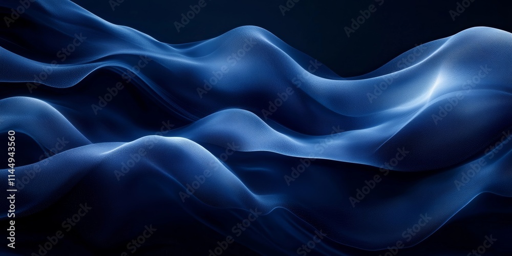 Obraz premium Dark blue grainy texture background, abstract color gradient wave, black backdrop noisy banner poster header cover design, Generative AI