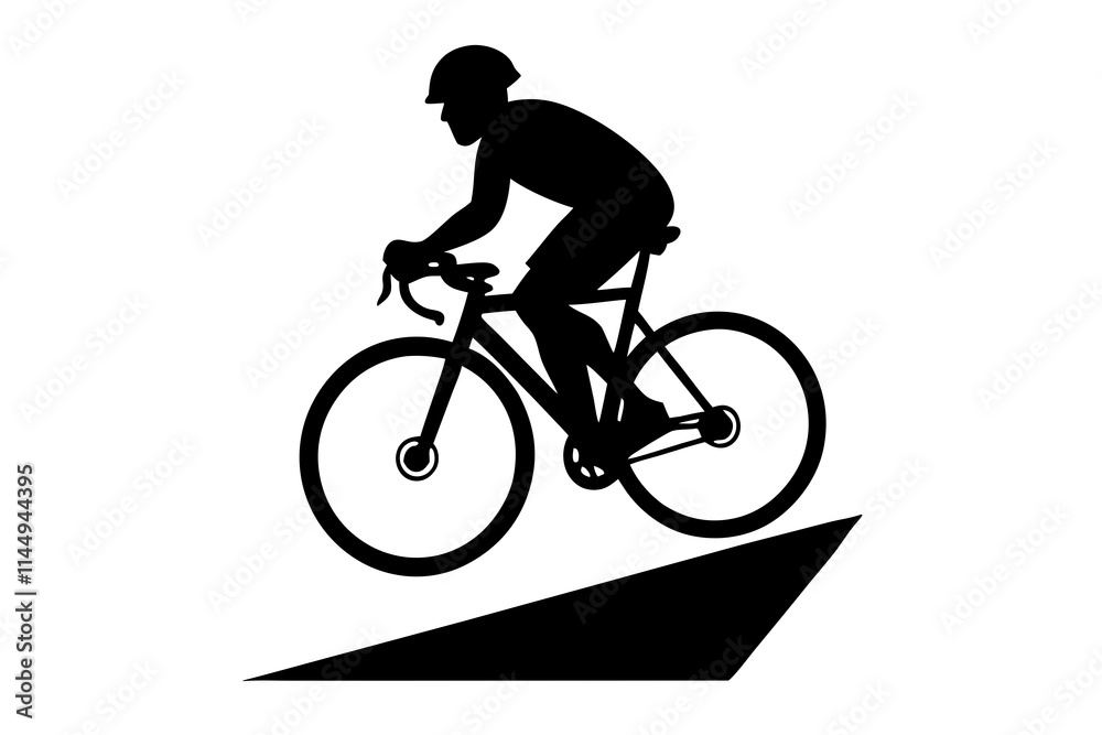Obraz premium A cyclist vector silhouette on white background
