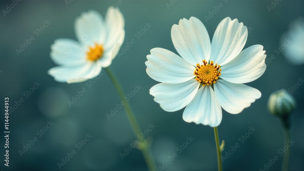 delicate cosmos flowers soft focus muted color palette delicate cosmos flowers soft focus muted color palette