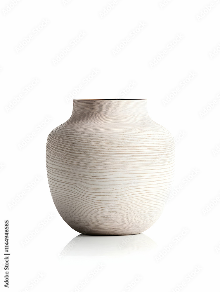 Elegant beige ceramic vase, studio shot, white background, home decor, interior design. Elegant beige ceramic vase, studio shot, white background, home decor, interior design.