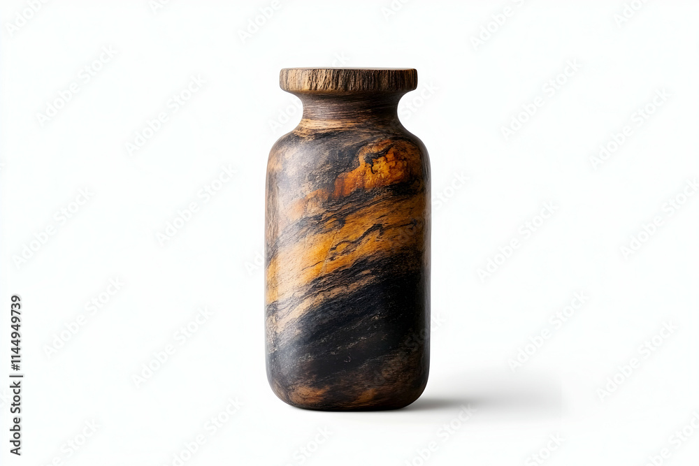 Handcrafted wooden vase, studio shot, minimalist background, home decor. Handcrafted wooden vase, studio shot, minimalist background, home decor.