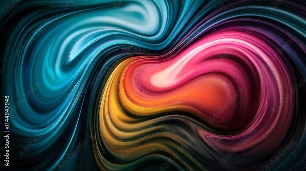 Fototapeta premium Abstract Colorful Swirls with Fluid Motion in Dark Background