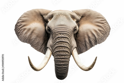 Majestic African Elephant Head, isolated, wildlife photography, for logos & designs. photo