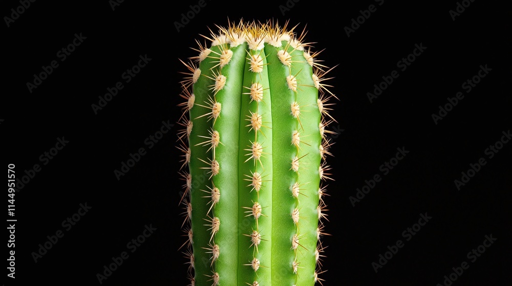 Closeup of a Green Cactus Against a Black Background Closeup of a Green Cactus Against a Black Background