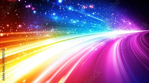 Colorful Radiant Light Trails in a Vibrant Abstract Background