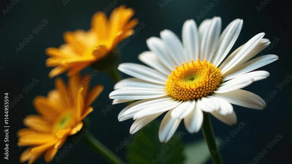 Fototapeta premium Vibrant gerbera daisies macro floral photography white and yellow