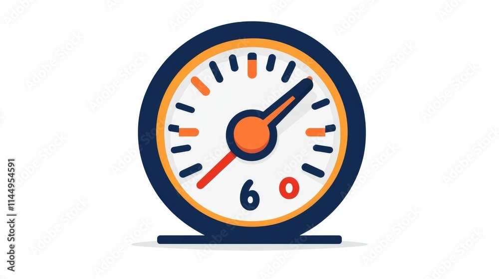 A simple illustration of a gauge showing a reading of six. A simple illustration of a gauge showing a reading of six.