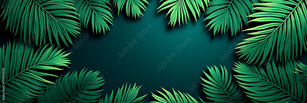 Tropical jungle leaves serve as a vibrant background or can be used as a banner for computer wallpapers designs._00002_ Tropical jungle leaves serve as a vibrant background or can be used as a banner for computer wallpapers designs._00002_