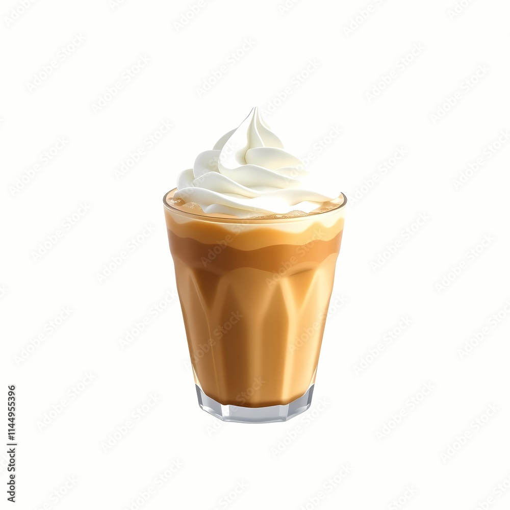 Refreshing Iced Coffee Glass with Whipped Cream in Pastel Tones, Logo Style