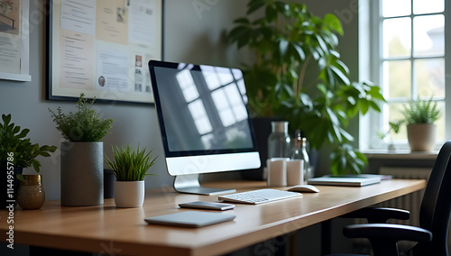 The worktable in the office is used for both work and includes a computer along with various other types of equipment._00002_