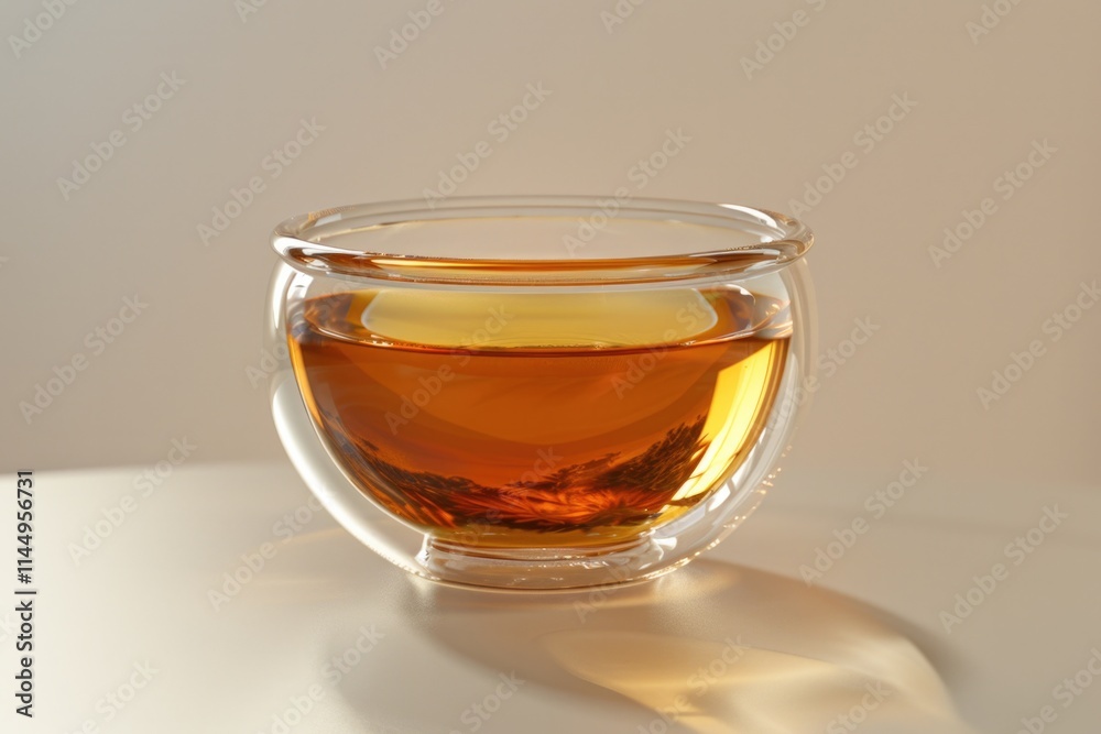 Tea Glass Cup. Aromatic Beverage with Antioxidant Properties in a Brown Cup