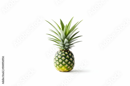 Ripe Mini Pineapple Isolated White Background, Studio Shot, Food, Recipe. photo