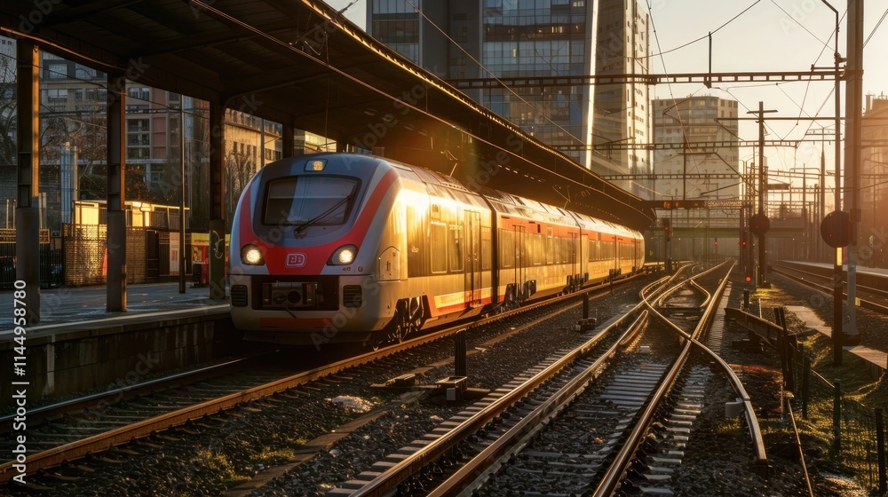 Train at main station. crossings and for the arrival and departure of trains. Train at main station. crossings and for the arrival and departure of trains.