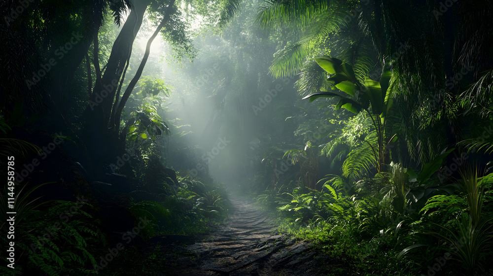 Fototapeta premium A deep Southeast Asian rainforest, rich with vibrant jungle life.