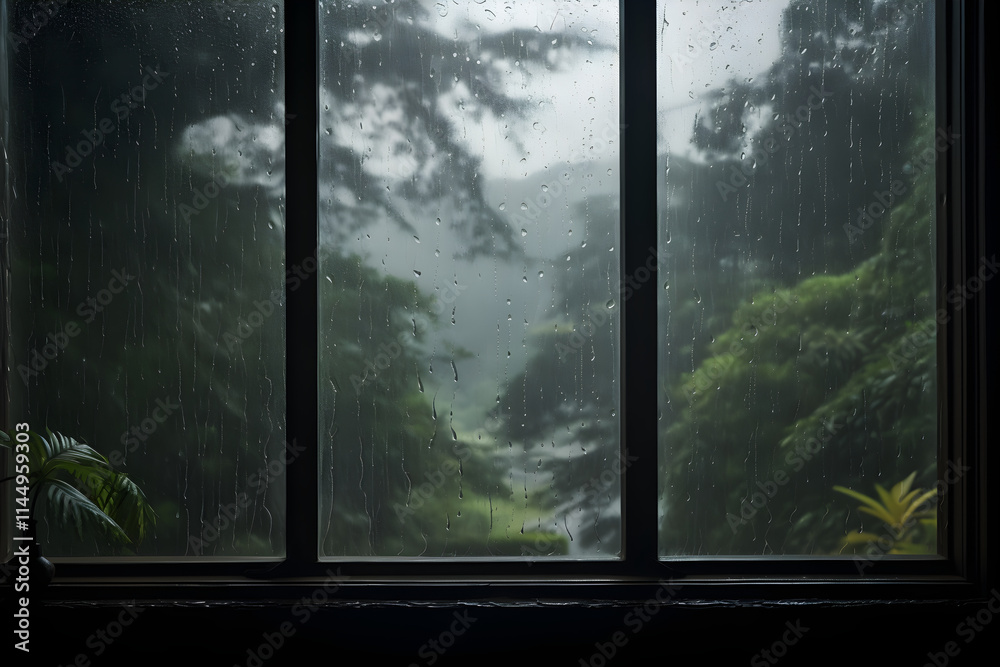 The Serene Symphony of Steady Downpour: An Intimate Perspective of Raindrops on Window Panes Amidst a Stormy Day The Serene Symphony of Steady Downpour: An Intimate Perspective of Raindrops on Window Panes Amidst a Stormy Day