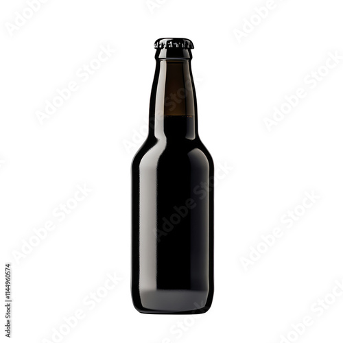 Dark Glass Beer Bottle Mockup Isolated on White Background alcohol beverage brewery container drink label liquid party product pub refreshment ale lager malt stout branding design advertising