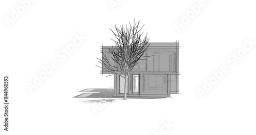 house building sketch architectural 3d rendering