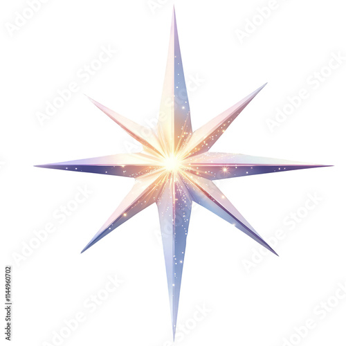 Bright North Star isolated on white background Christmas star decoration festive element holiday season greeting card design element winter solstice symbol hope guidance magic wonder astronomy
