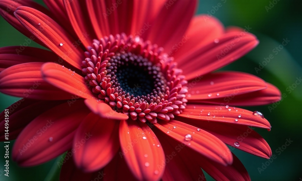 Macro photograph vibrant red flower petals water droplets Macro photograph vibrant red flower petals water droplets