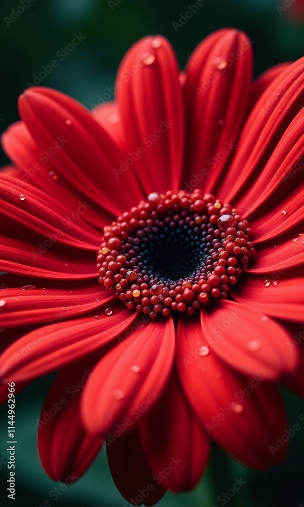 Macro photograph vibrant red flower petals water droplets Macro photograph vibrant red flower petals water droplets