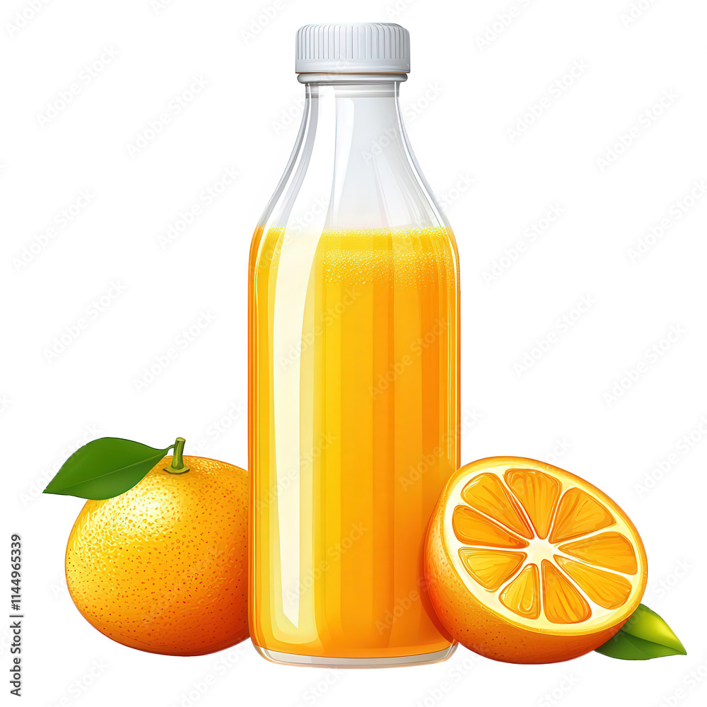 Orange Juice Bottle With Fresh Oranges Orange Juice Bottle With Fresh Oranges