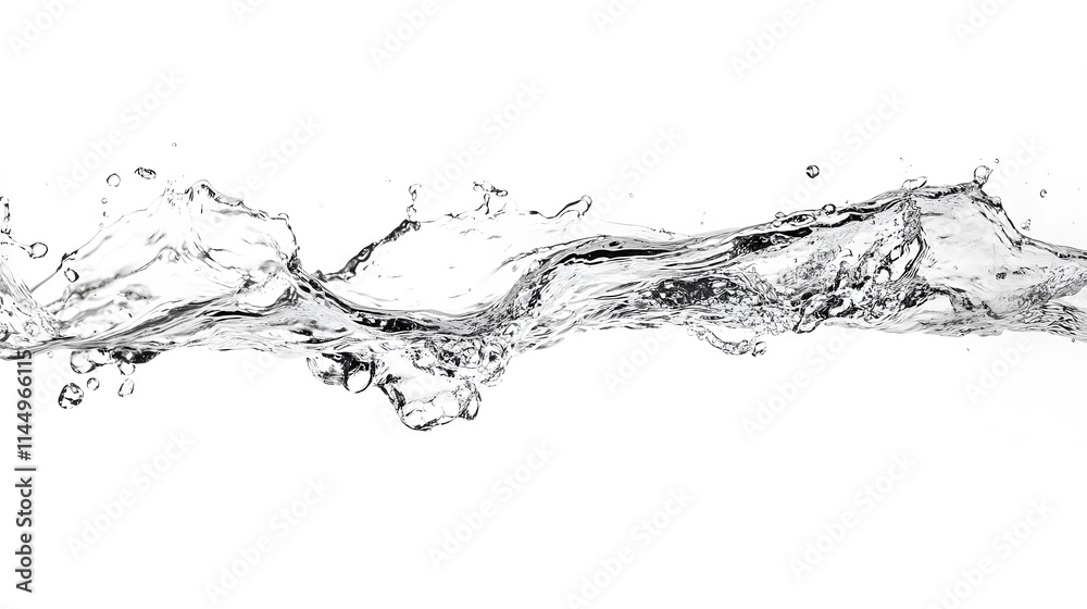 The splashing and flowing of transparent water against a white background. The splashing and flowing of transparent water against a white background.