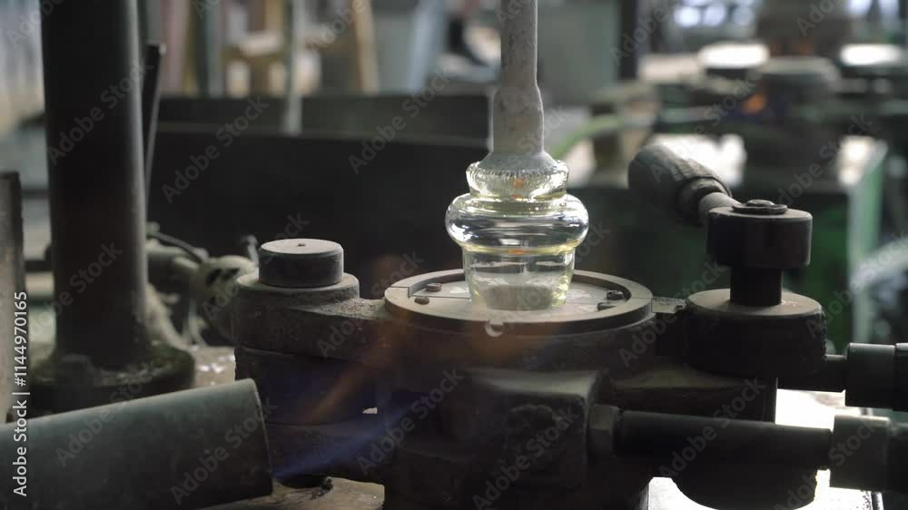 Making glass art, blown glass making, making glass on fire Making glass art, blown glass making, making glass on fire