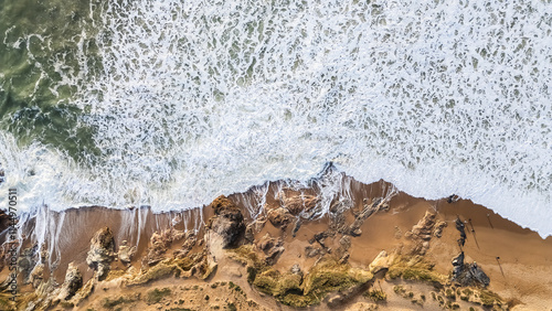 Obraz na płótnie Aerial drone view of Sauzaie beach, Bretignolles sur mer, Vendee, France w salonie