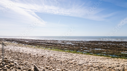 Obraz na płótnie Drone view of Ragounite beach in Jard sur Mer, Vendee, France on a spring day w salonie