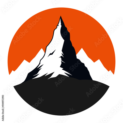 the matterhon in the snow silhouerre on retro vintage background vector art illustration t-shirt design art