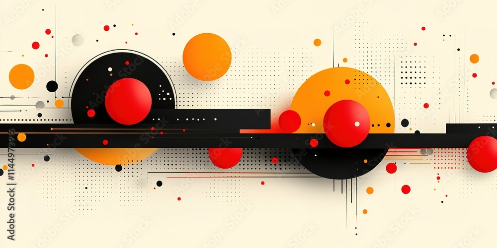 Obraz premium Modern abstract design featuring geometric shapes in vibrant colors against a neutral background