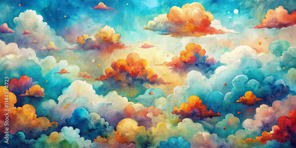 Vivid clouds fill the sky at sunset, showcasing a stunning blend of orange, blue, and purple colors. The natural beauty captivates observers with its vibrant tones and soft textures Vivid clouds fill the sky at sunset, showcasing a stunning blend of orange, blue, and purple colors. The natural beauty captivates observers with its vibrant tones and soft textures