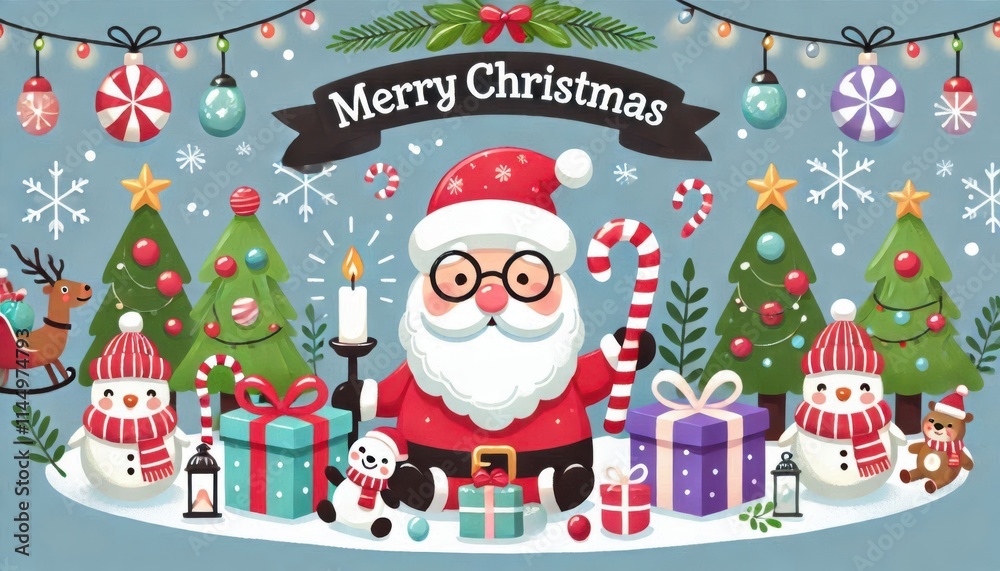 christmas card with santa claus and gifts content created with ...