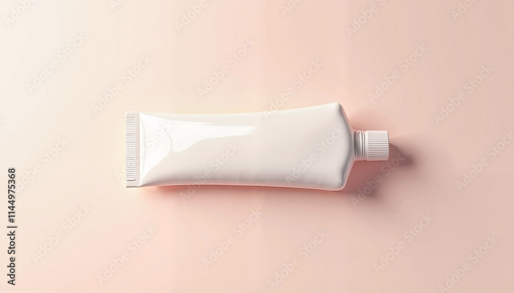 Blank white cosmetic tube on a soft pastel background for branding mockup Blank white cosmetic tube on a soft pastel background for branding mockup