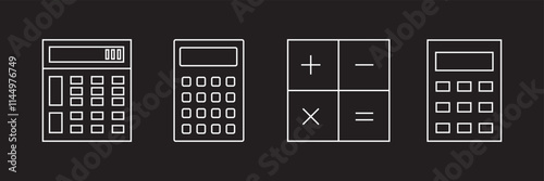 Calculator Vector Icon set on black background