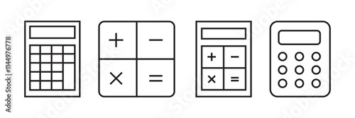 small calculator outline icon in white and black colors. small calculator flat vector icon from education collection for web, mobile apps and ui.